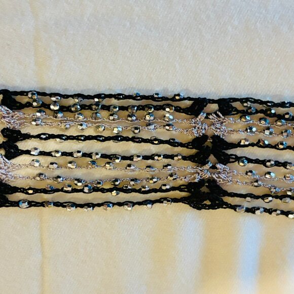 Beautiful Silver and Black Beaded Scarf - Picture 5 of 8